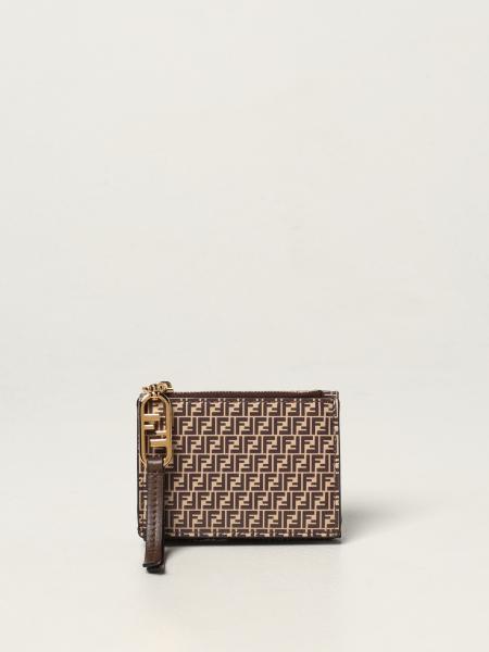 Fendi women: Fendi leather wallet with all over logo