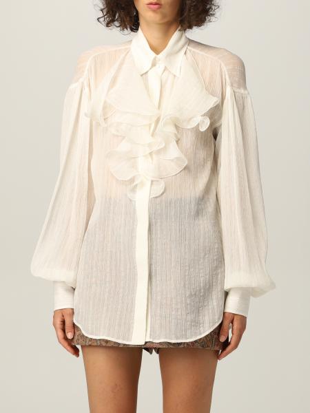 Etro women: Etro shirt in cotton and silk with ruffles