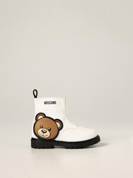 Moschino Baby combat boots in leather with Teddy