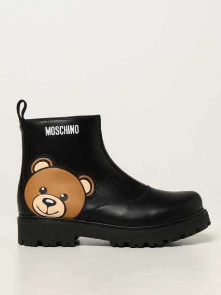Moschino Baby leather ankle boots with Teddy