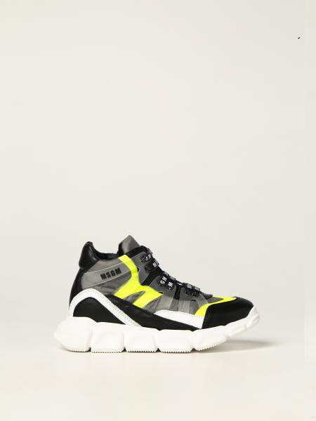 Msgm Kids sneakers in leather and technical fabric