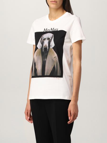 MAX MARA: Dogstar t-shirt in cotton - Beige | Max Mara t-shirt