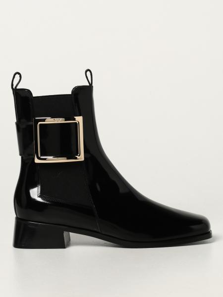 ROGER VIVIER: Très Vivier ankle boots in leather - Black | Flat 
