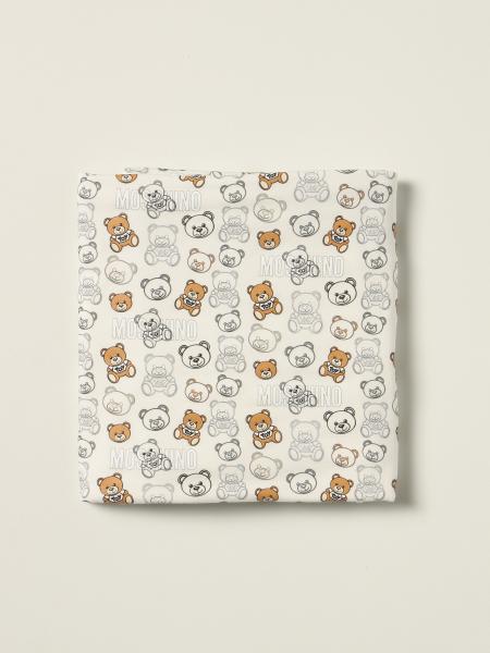Moschino Baby cotton blanket with all-over teddy