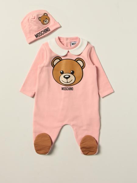 Moschino Baby footed romper + hat set