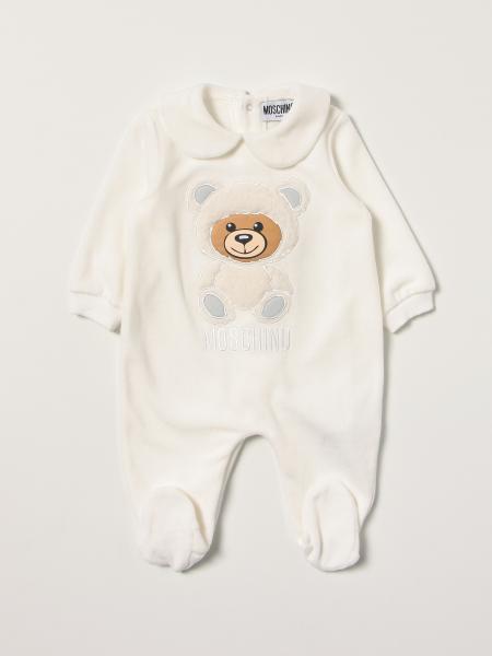 Moschino Baby footed jumpsuit with teddy bear