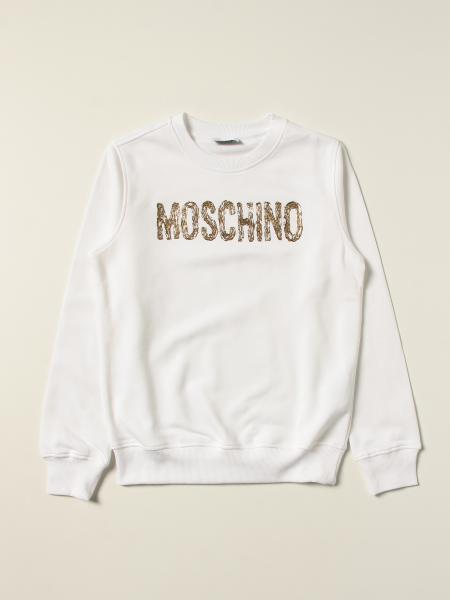 Moschino Kid cotton sweatshirt with laminated logo