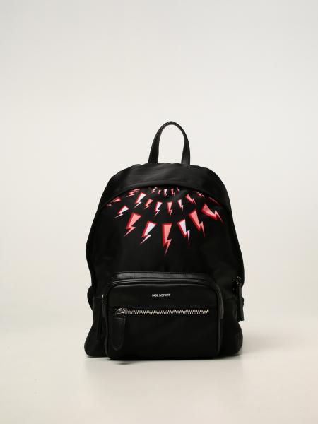 Neil Barret backpack with Fair-Isle Thunderbolt print
