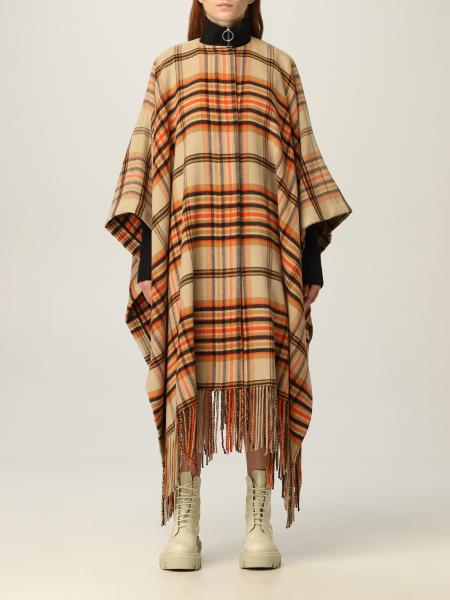 Msgm cape in check wool blend