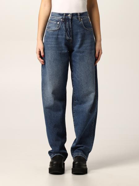 Jeans a vita alta MSGM in denim di cotone