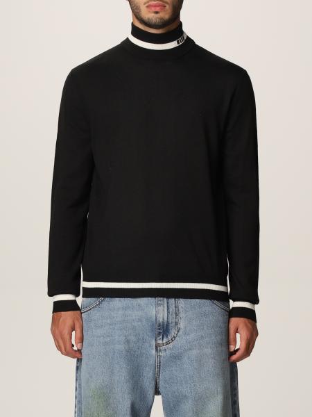 Msgm polo neck in wool blend with jacquard logo