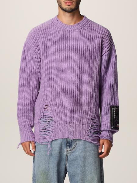 Msgm men: Msgm pullover in virgin wool with rips