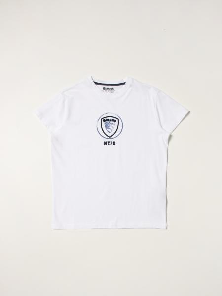 Blauer cotton t-shirt with logo