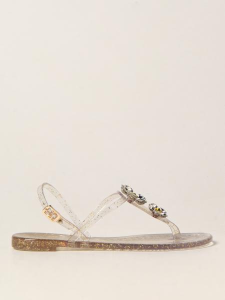 Casadei women: Casadei Jelly thong sandals with jewel flower