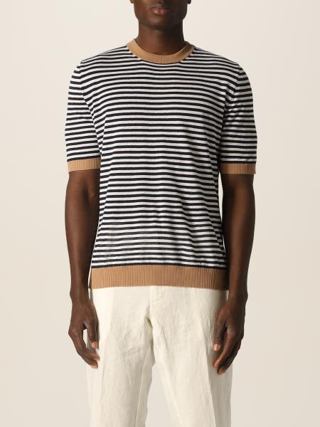 Eleventy: Eleventy t-shirt in striped linen and cotton
