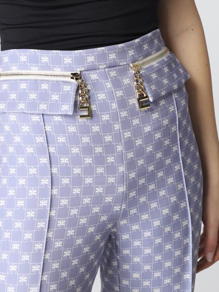 ELISABETTA FRANCHI: Pantalone con logo all over - Lavanda | Pantalone  Elisabetta Franchi PA005 GIGLIO.COM