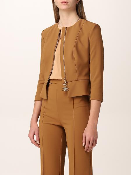 ELISABETTA FRANCHI: jacket with zip in double crepe - Leather 