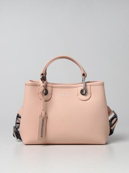 EMPORIO ARMANI: handbag in textured synthetic leather - Blush Pink ...