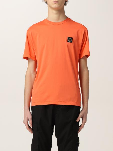 STONE ISLAND: T-shirt in cotton jersey - Orange | Stone Island t-shirt ...