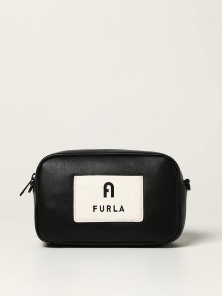 Furla: Iris mini Furla camera bag in leather with logo
