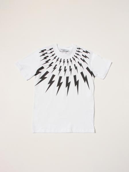 Neil Barrett boys' clothing: Neil Barrett t-shirt with lightning print
