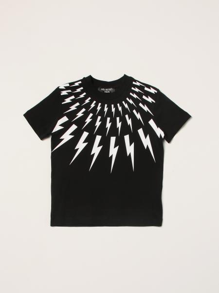 Neil Barrett boys' clothing: Neil Barrett t-shirt with lightning print