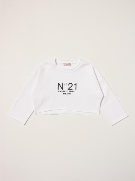 N ° 21 cropped sweatshirt in cotton with logo
