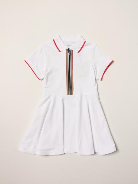 Burberry 女童装: Burberry 'kellyanne' 条纹图案珠地棉Polo连衣裙