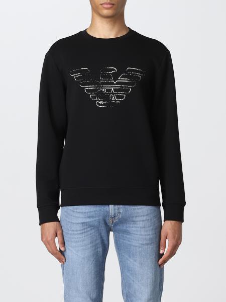 EMPORIO ARMANI: sweatshirt in cotton blend - Black | Emporio Armani ...
