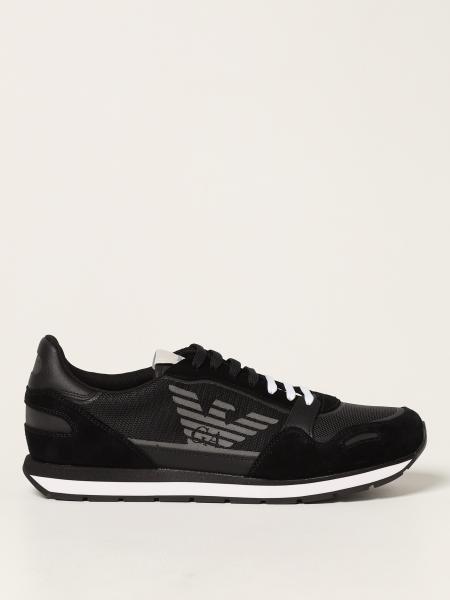 Emporio Armani trainers in mesh and suede