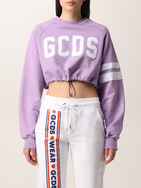 GCDS women's clothes: Gcds cropped sweatshirt with big logo