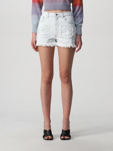 Pantaloni donna: Shorts denim con logo