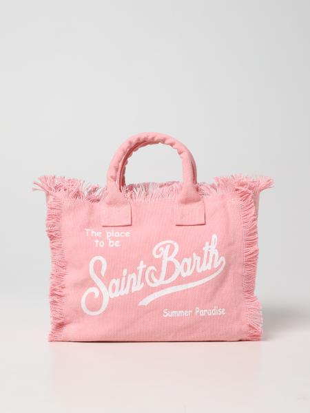 MC2 SAINT BARTH: tote bag in canvas with logo - Pink | Mc2 Saint Barth ...
