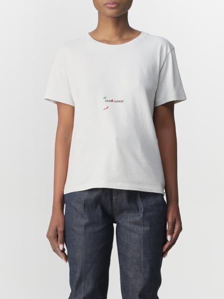 Saint Laurent women: Saint Laurent cotton jersey t-shirt with logo