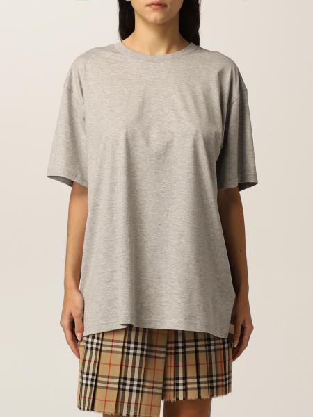 Burberry: T-shirt oversize Burberry in cotone e inserto tartan