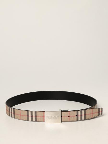 Burberry reversible e-canvas and leather belt with check pattern