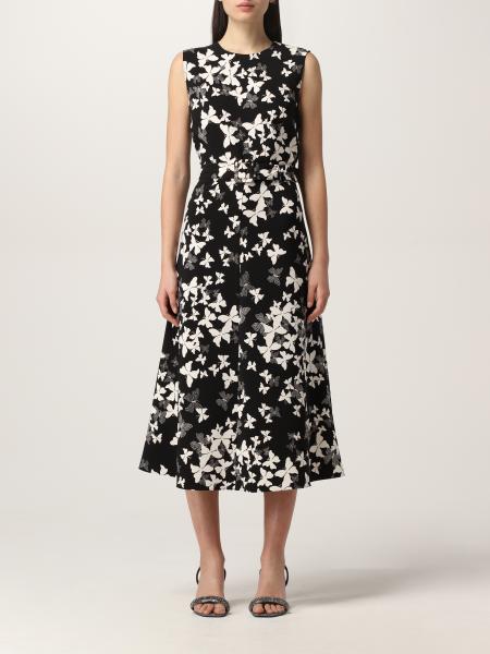 Red Valentino: Red Valentino cady dress with butterfly prints