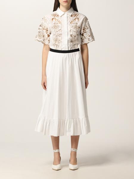Red Valentino: Red Valentino midi dress with embroidered flowers and cut-out