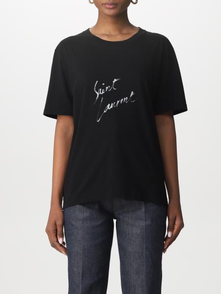 Saint Laurent women: Saint Laurent Signature cotton jersey t-shirt