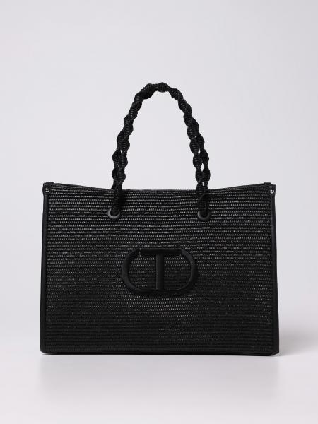 Twinset women: Darling Twinset tote bag in woven cotton blend
