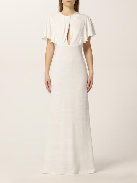 Vanessa Cocchiaro: Frill sleeve jersey dress with key hole detail in horizontal