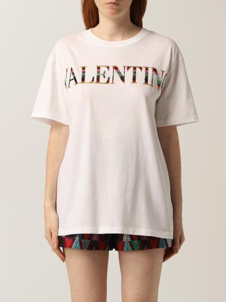 Magliette Valentino: T-shirt Valentino in cotone con logo di paillettes