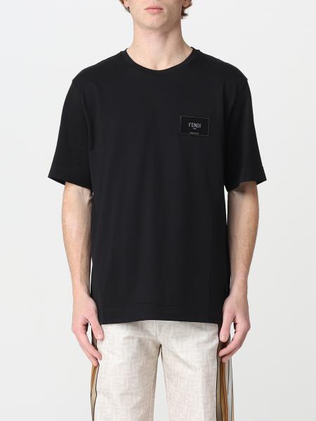 Fendi men: Fendi cotton T-shirt with embroidered label