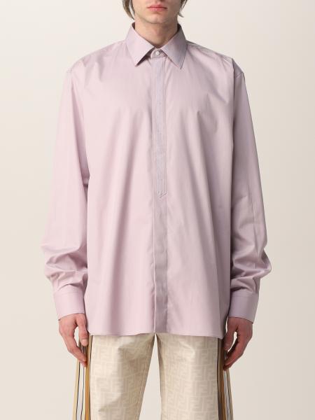 Fendi abbigliamento uomo: Camicia Fendi in cotone con logo ricamato