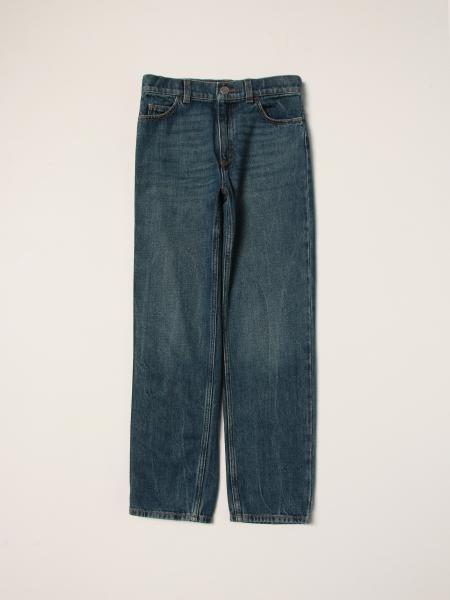 Jeans Gucci a 5 tasche con fasce Web