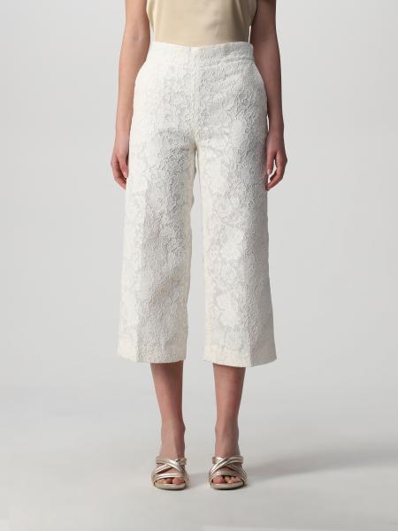 Twinset cropped trousers in lace