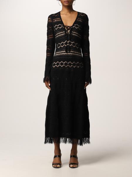 Twinset: Twinset long dress in lace with fringes