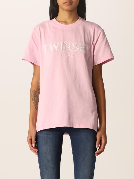 Twinset Cotton T Shirt With Logo Pink Twinset T Shirt 221tp2540 Online At Gigliocom 6374