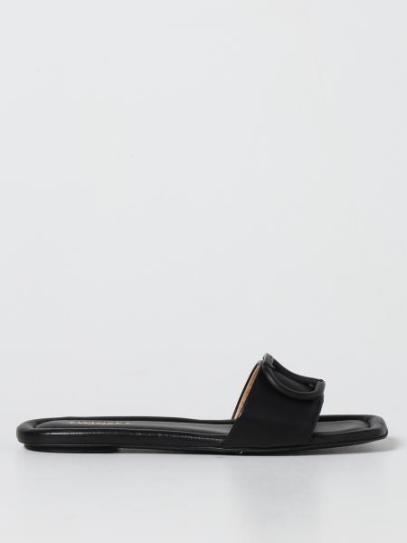 Twinset slide sandals in smooth leather