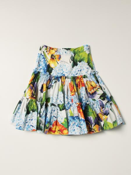 Dolce & Gabbana long hydrangea-print poplin skirt
